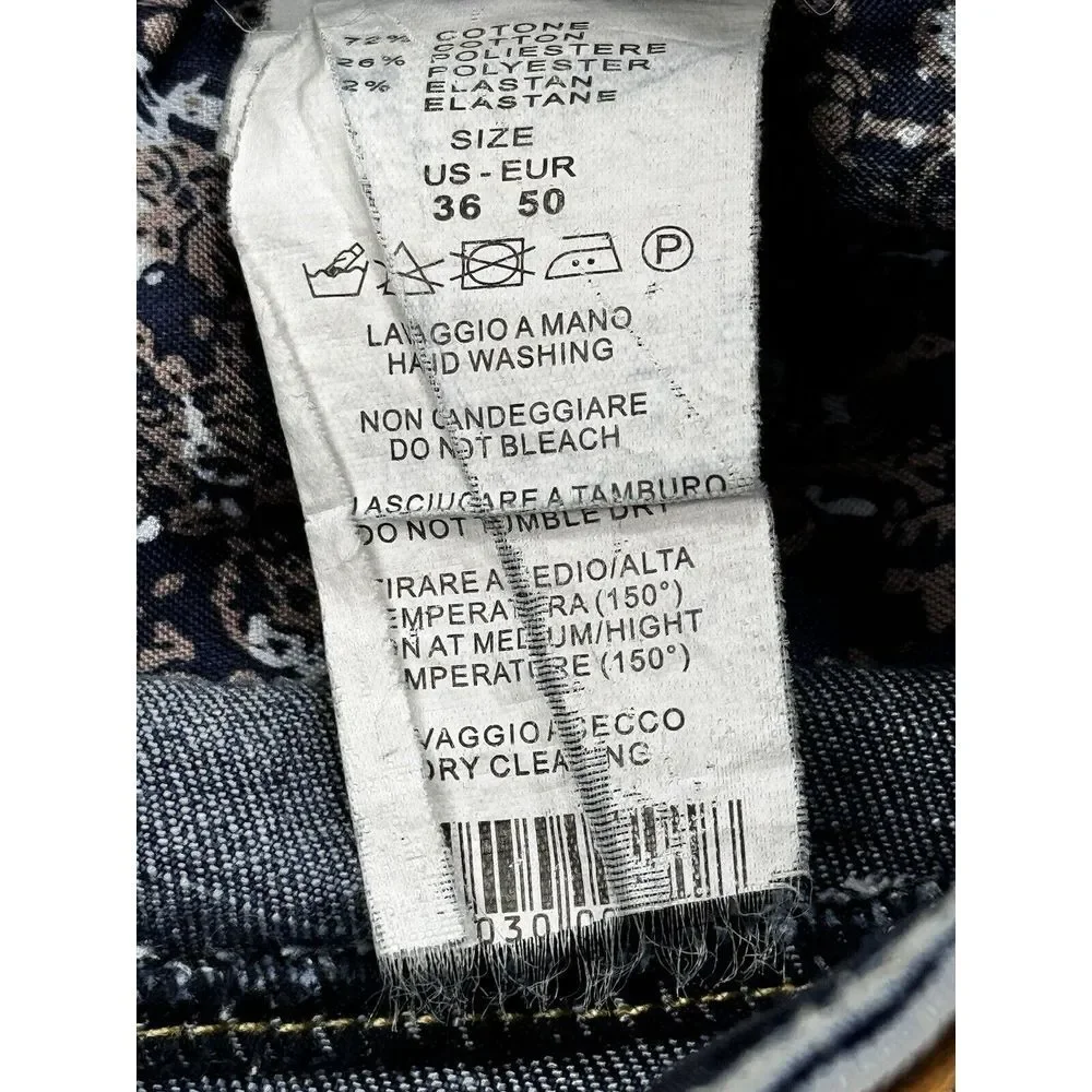 Negho Italian Jeans 36 Straight Leg Mid Rise‎ Actual (33Wx31L) Blue Denim